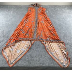 INC Womens XS Orange Paisley Halter Handkerchief Maxi Dress
